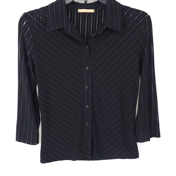 Forever 21 Y2K Top Womens Medium 3/4 Sleeve Stretch Button Sheer Sexy Vintage - Picture 7 of 8